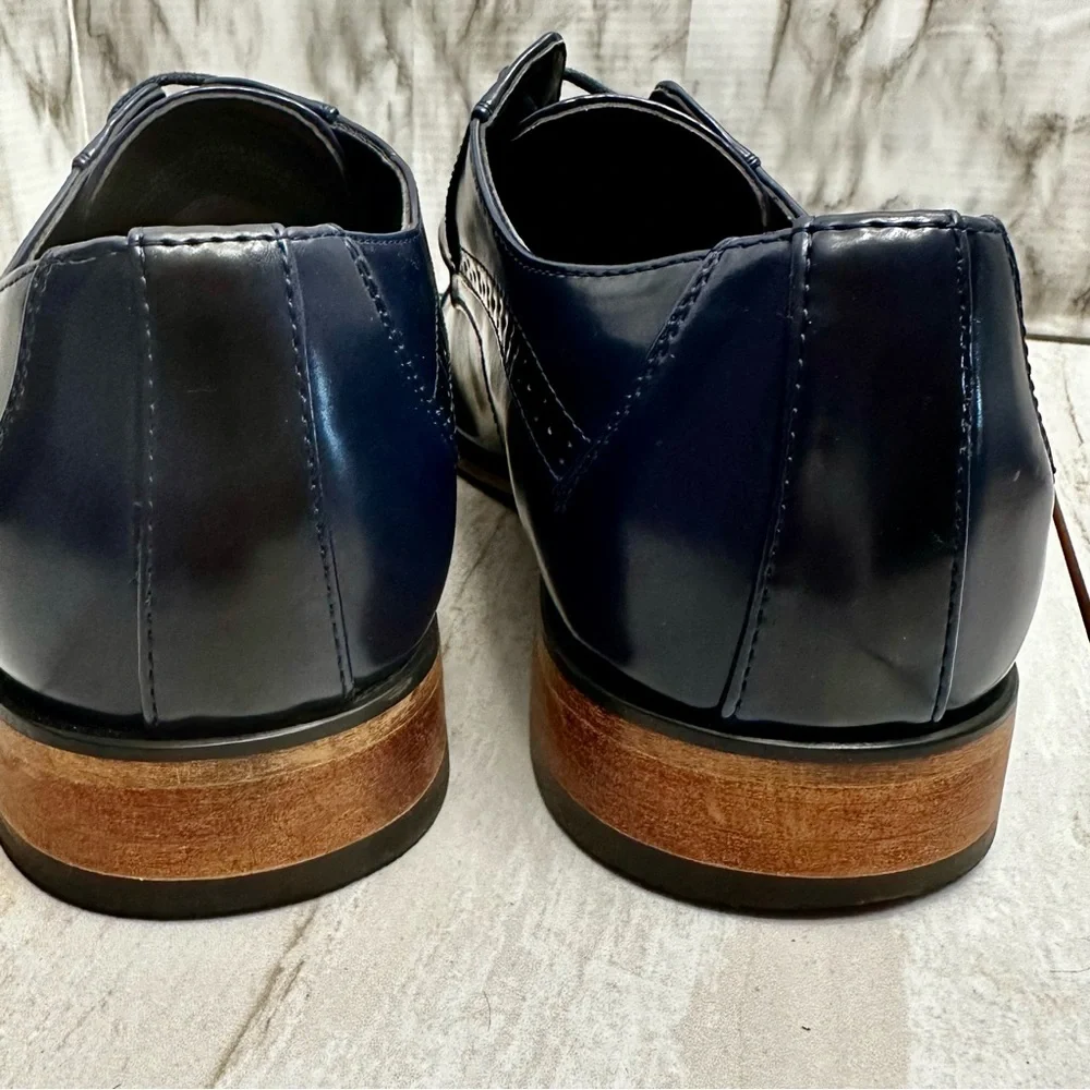 Classic Ombré Navy And Black Lace Up Derby Dress Shoes Office Evening Blokecore